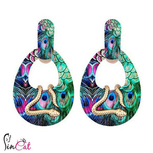 Peacock acrylic earrings