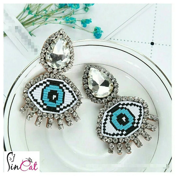 Big Blue crystal eye earrings