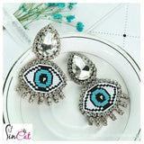 Big Blue crystal eye earrings