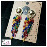 multicolor crystal beads drop earrings