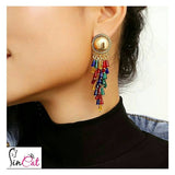 multicolor crystal beads drop earrings