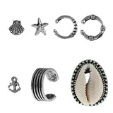 Shell anchor starfish earrings set
