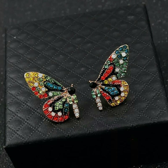 Yellow red Butterfly earrings
