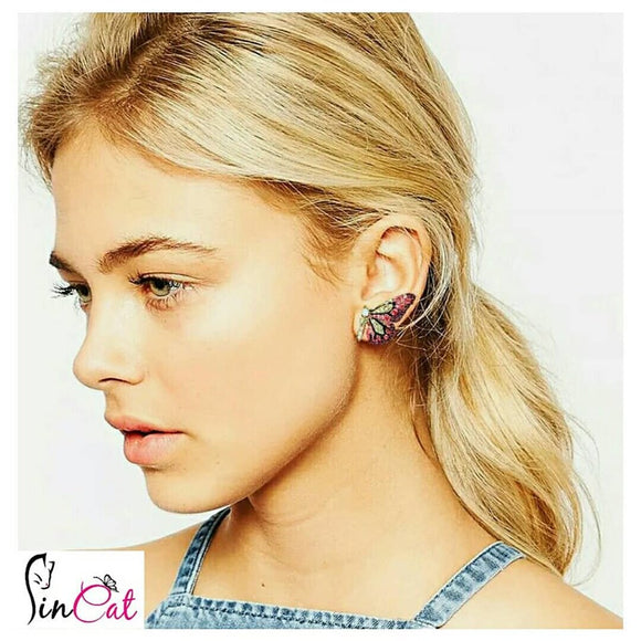 Purple Butterfly nail earrings