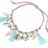 Rope Blue anklet with tassels and shells