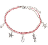 2 layers pink anklet with drop alloy