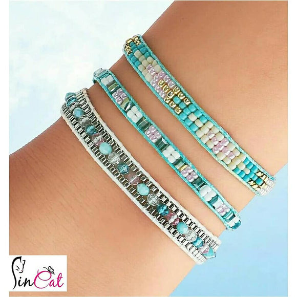Boho multicolor bead bracelet set