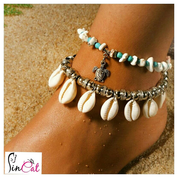 Natural Cowrie Summer Anklets Bohemian Turtle Shell
