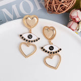 Metal Gold Love Heart Pendant Dangle Earring