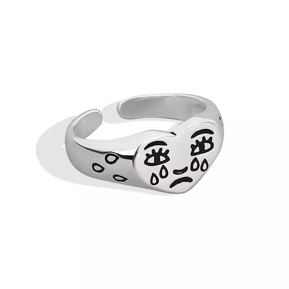 925 Sterling Silver Ring For Women Female Cry Face