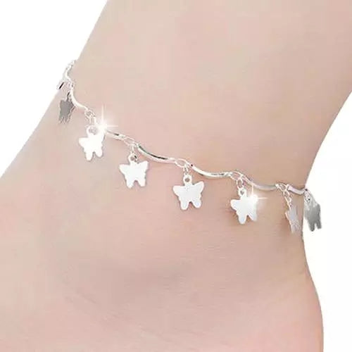 Butterfly silver anklet
