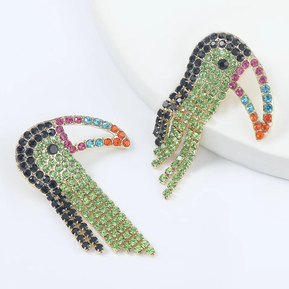 New Trend Women's Acrylic Rhinestone Toucan Dangle Earrings