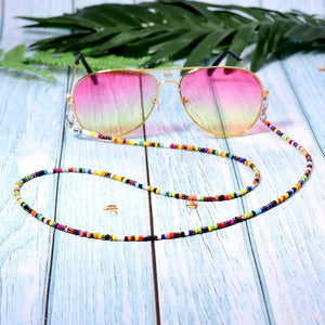 Multicolor seed beads eyeglass chain