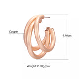 Three Round Hoop Earrings For Woman Gold Mat Color Big Earrings Bohemian