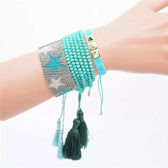 Blue stars beads 3 sets of bracelets