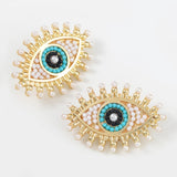 Fashion Imitation Pearl Alloy Round Eye Earrings