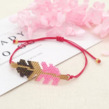 Miyuki Bracelet For Women Pink Feather Bracelets Turkish Evil Eye Trendy Jewellery Adjustable Pulseras