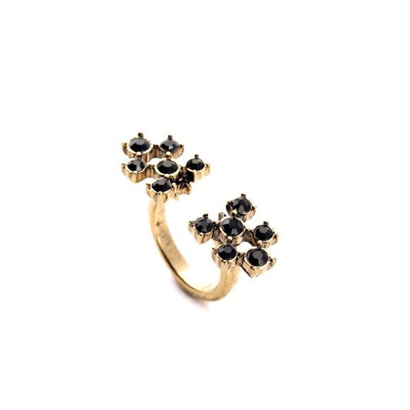 Ancient Gold Ring with Black Gems