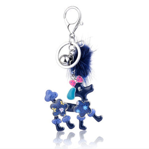 Blue Dog Poodles Keychain