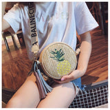 Round Women Straw pineapple bag