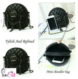 High quality Mini Cute Black Leather Shell bag
