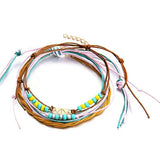 Lemon pink brown set of anklets