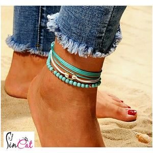 Rope beads handmade set of anklets