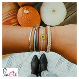 Daisy flower leather cord set of bracelets