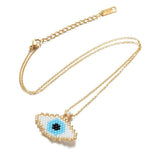 Evil eye seed bead chain necklace