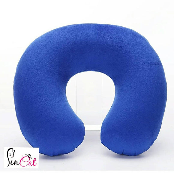 Blue Inflatable neck cushion travel pillow