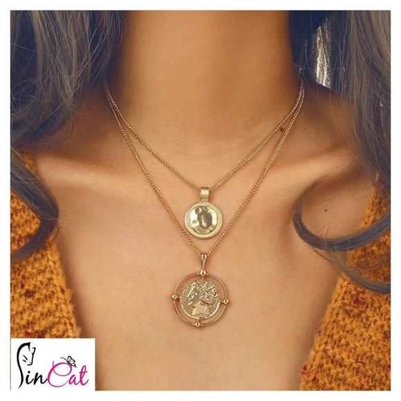 Retro Bojo double layer golden necklace