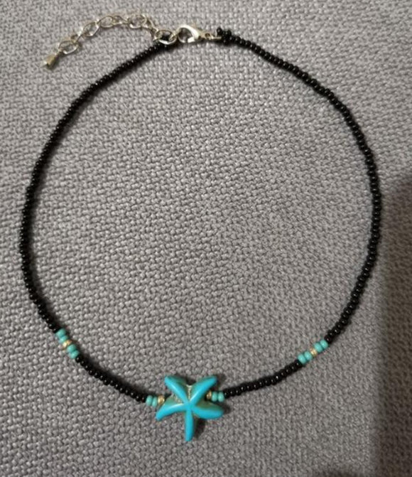 star black beads anklet