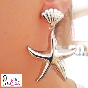 shell metal silver earrings