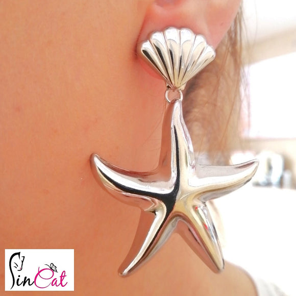 shell metal silver earrings