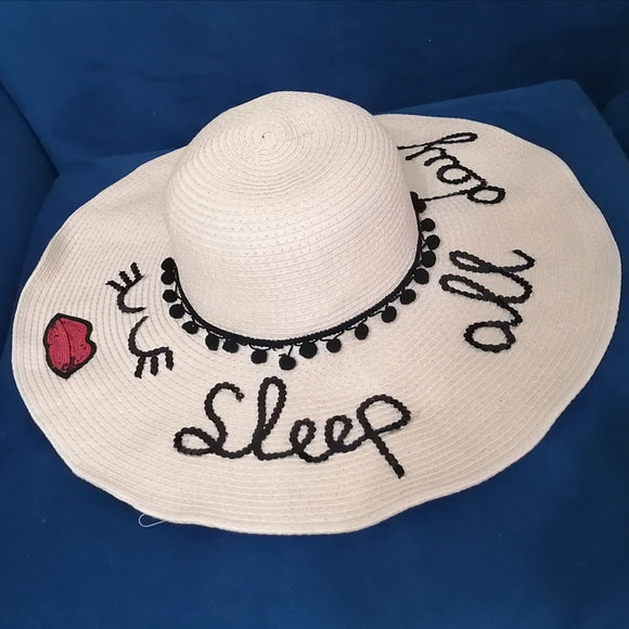 sleep all day straw sequin hat