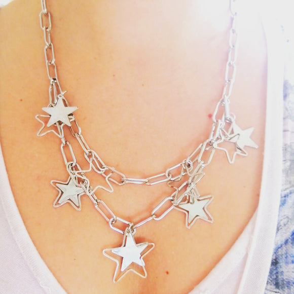 silver stars necklace