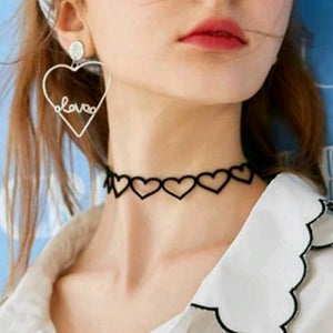 heart choker velvet necklace