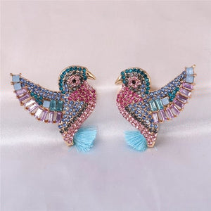 crystal bird drop earrings