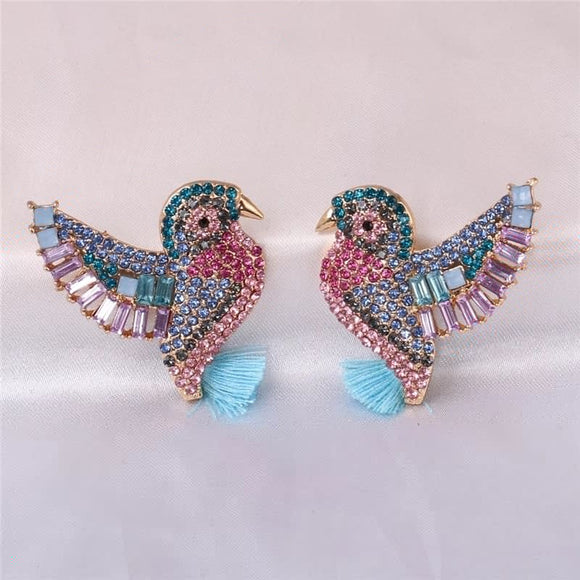crystal bird drop earrings