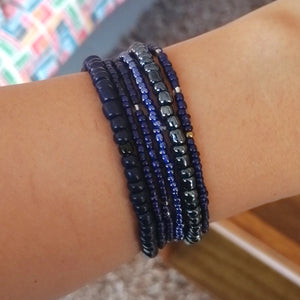 Navy blue seed beads set of bracelets