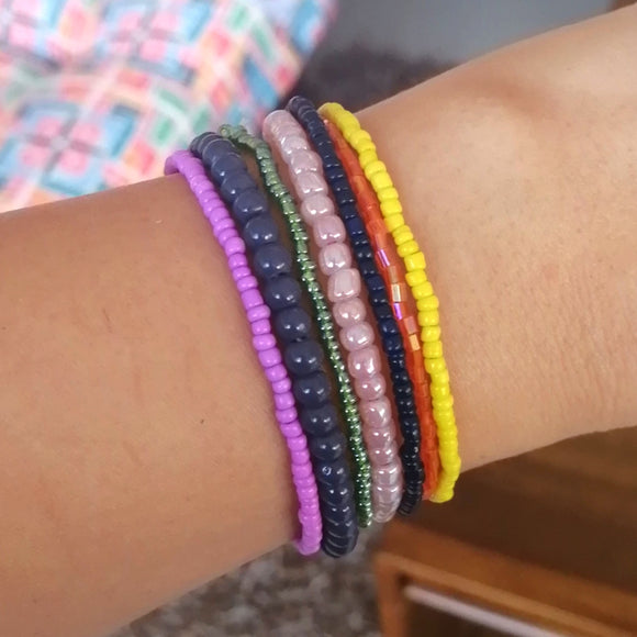 Multicolor set beaded bracelets yellow