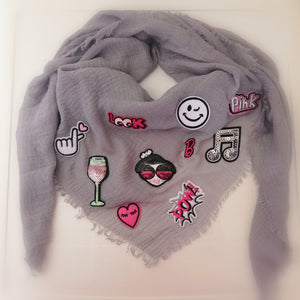 Cotton wrinkle autumn winter scarf patches D design