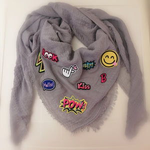 Cotton wrinkle autumn winter scarf patches C design