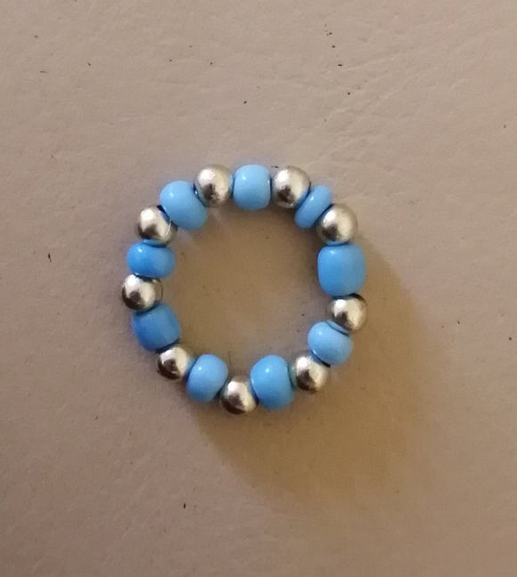 turquoise gold bead handmade elastic ring