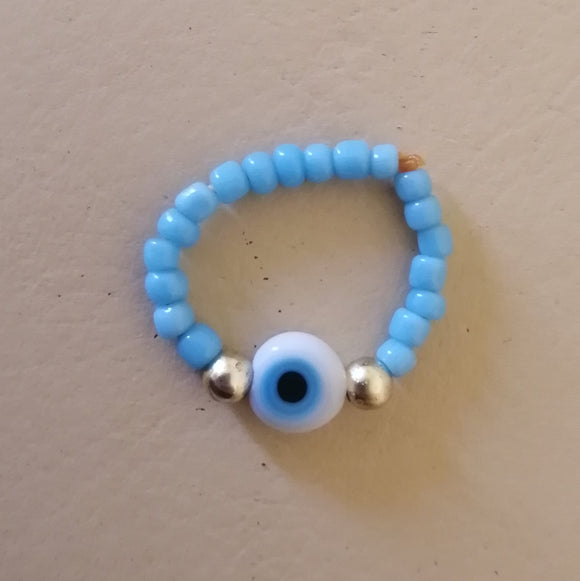 Turquoise handmade bead eye elastic ring