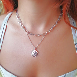 Sun Pendant Necklace Collar Statement Vintage Mary Metal
