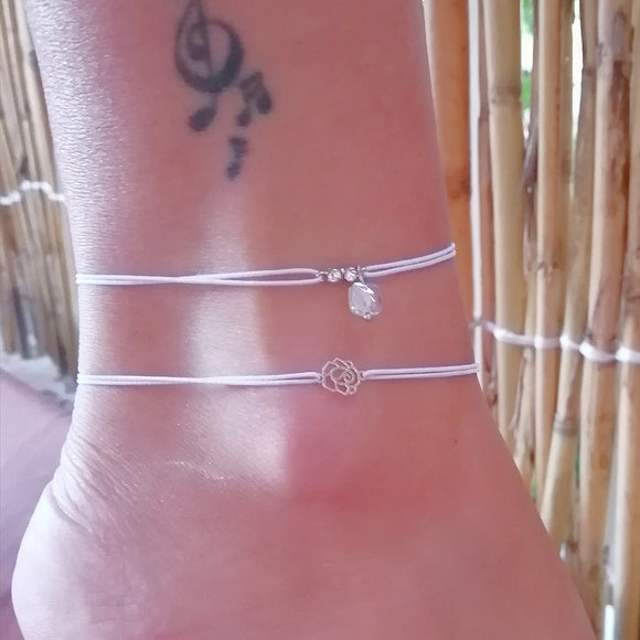 2 pcs set elastic rope anklet white