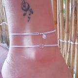2 pcs set elastic rope anklet white