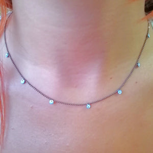 minimalist evil eye metal black necklace