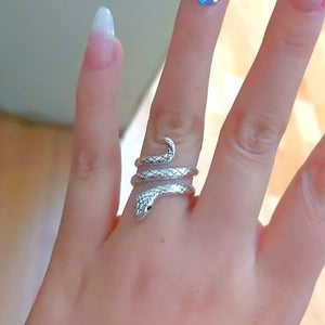 100% 925 Sterling Silver Trendy Snake Animal Lady Finger Rings